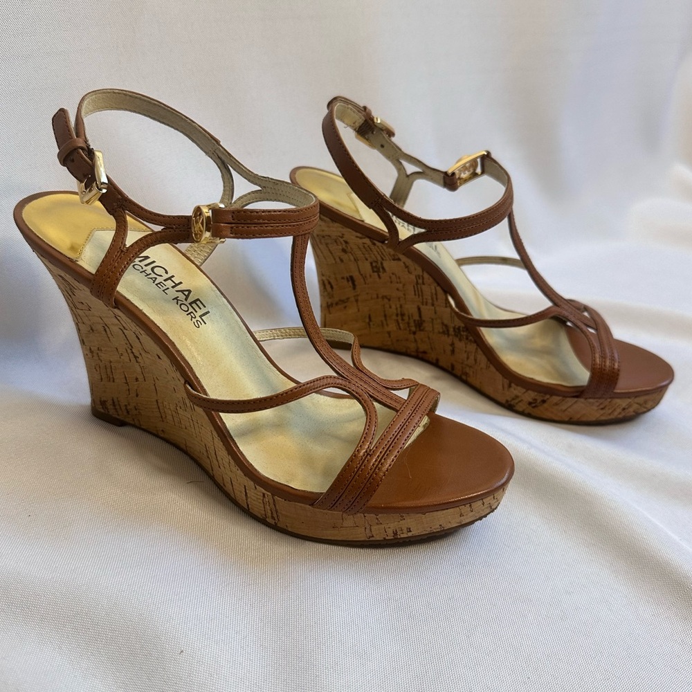 MICHAEL KORS Women's Cicely Cork Wedge Sandals
